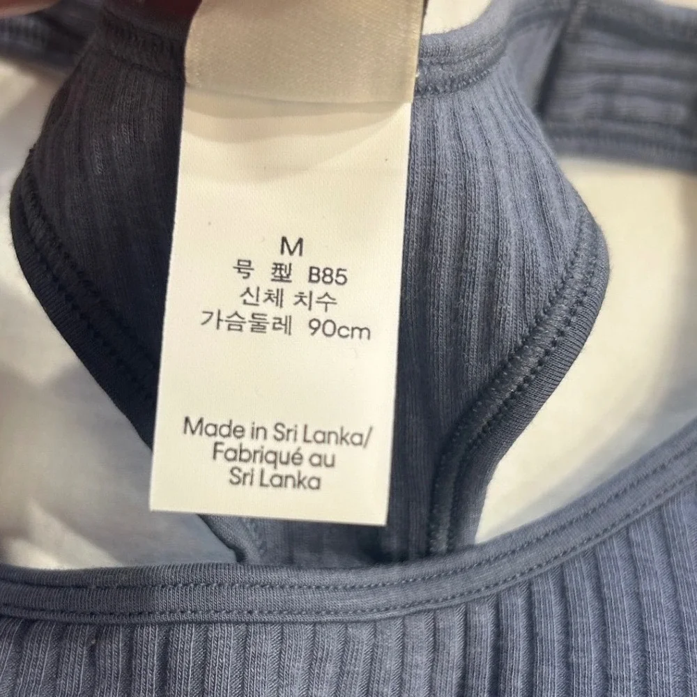 Calvin Klein Women Ribbed Racerback Bralette Blue Modern Cotton Soft Girl Size M